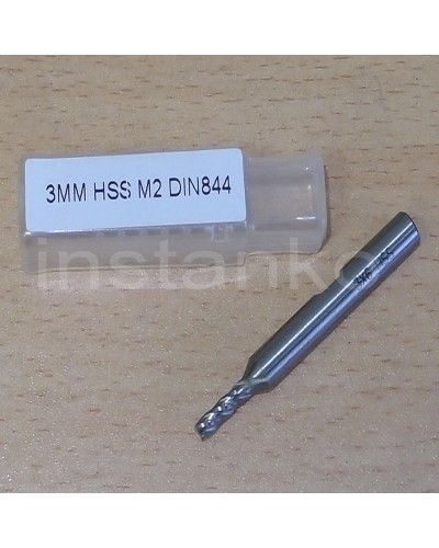 Dia.3,0 mm,metric size four flute single end mill (DIN 844),HSS;