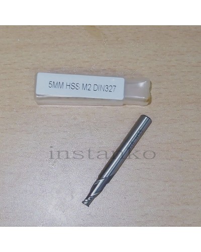 Dia.5,0 mm,metric size two flute single end mill (DIN 327),HSS;